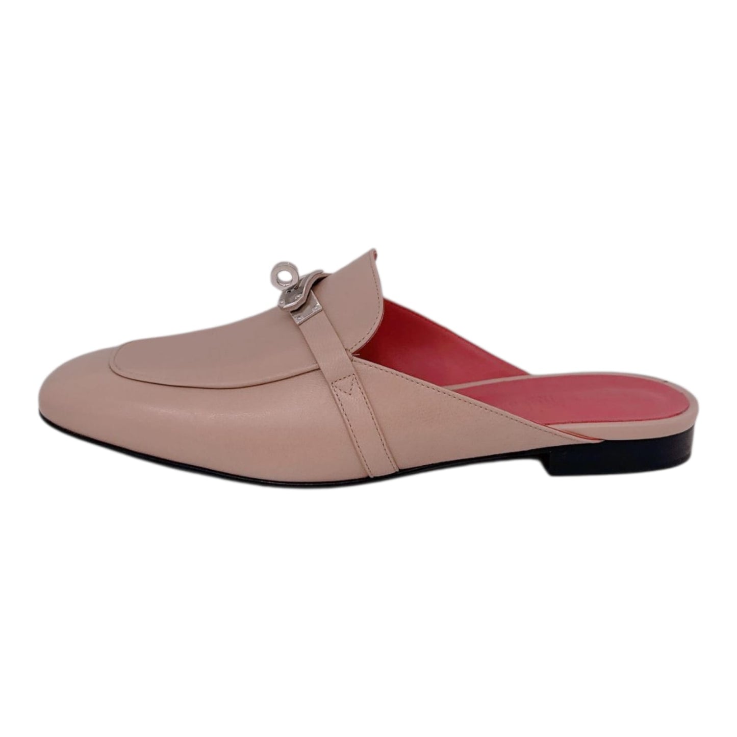 BEIGE NUDE GOATSKIN LEATHER OZ MULE SANDALS 40.5