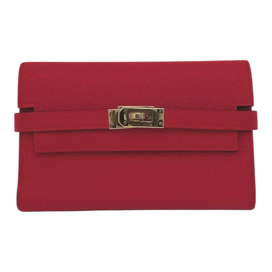 ROUGE TOMATE KELLY COMPACT WALLET EPSOM LEATHER GHW