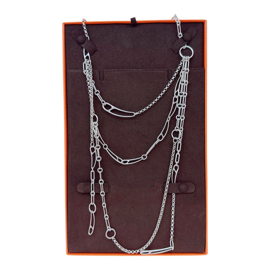 STERLING SILVER WITH TOGGLE CLOSURE CHAIN D'ANCRE PUNK LONG NECKLACE