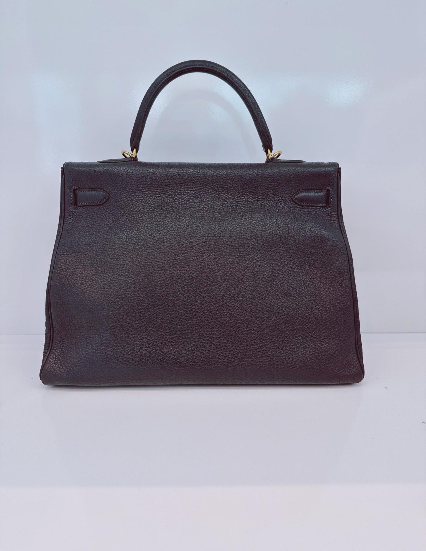 BLEU OBSCUR KELLY 35 CLEMENCE LEATHER GOLD HARDWARE