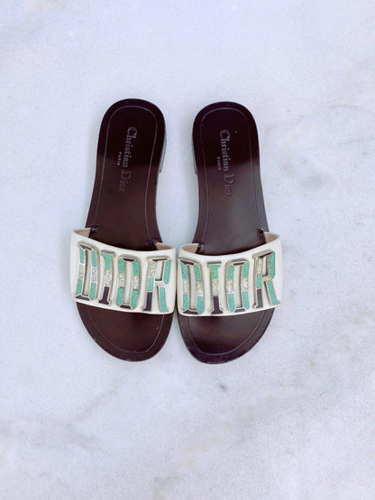 CALFSKIN DIOR EVOLUTION SLIDE SANDALS 38