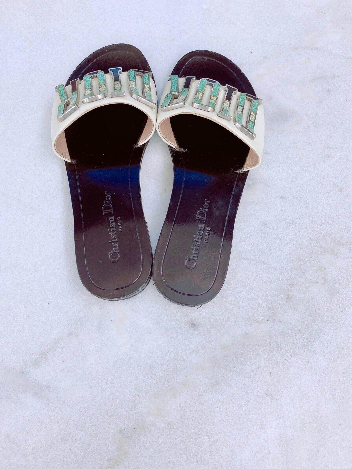 CALFSKIN DIOR EVOLUTION SLIDE SANDALS 38