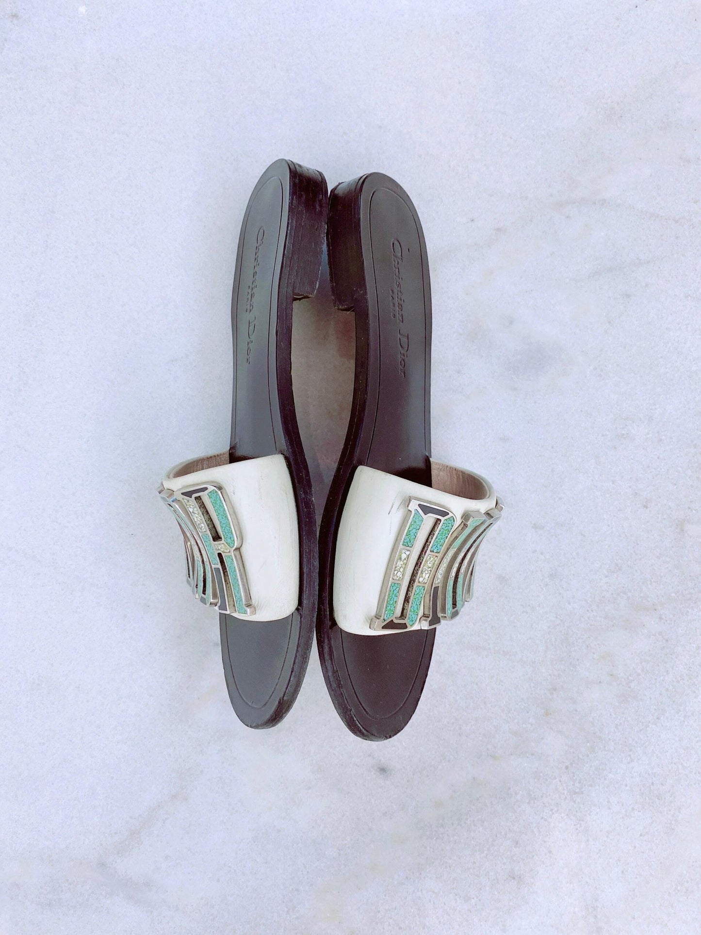 CALFSKIN DIOR EVOLUTION SLIDE SANDALS 38