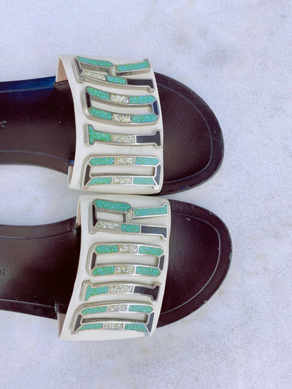 CALFSKIN DIOR EVOLUTION SLIDE SANDALS 38