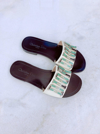 CALFSKIN DIOR EVOLUTION SLIDE SANDALS 38
