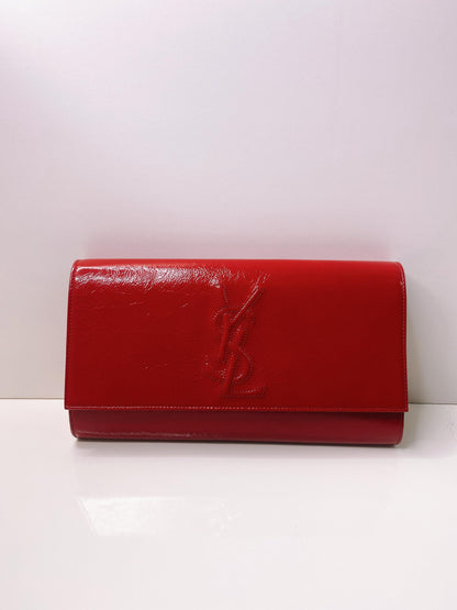 RED PATENT LEATHER BELLE DE JOUR FLAP CLUTCH
