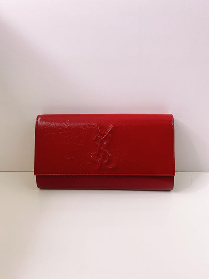 RED PATENT LEATHER BELLE DE JOUR FLAP CLUTCH