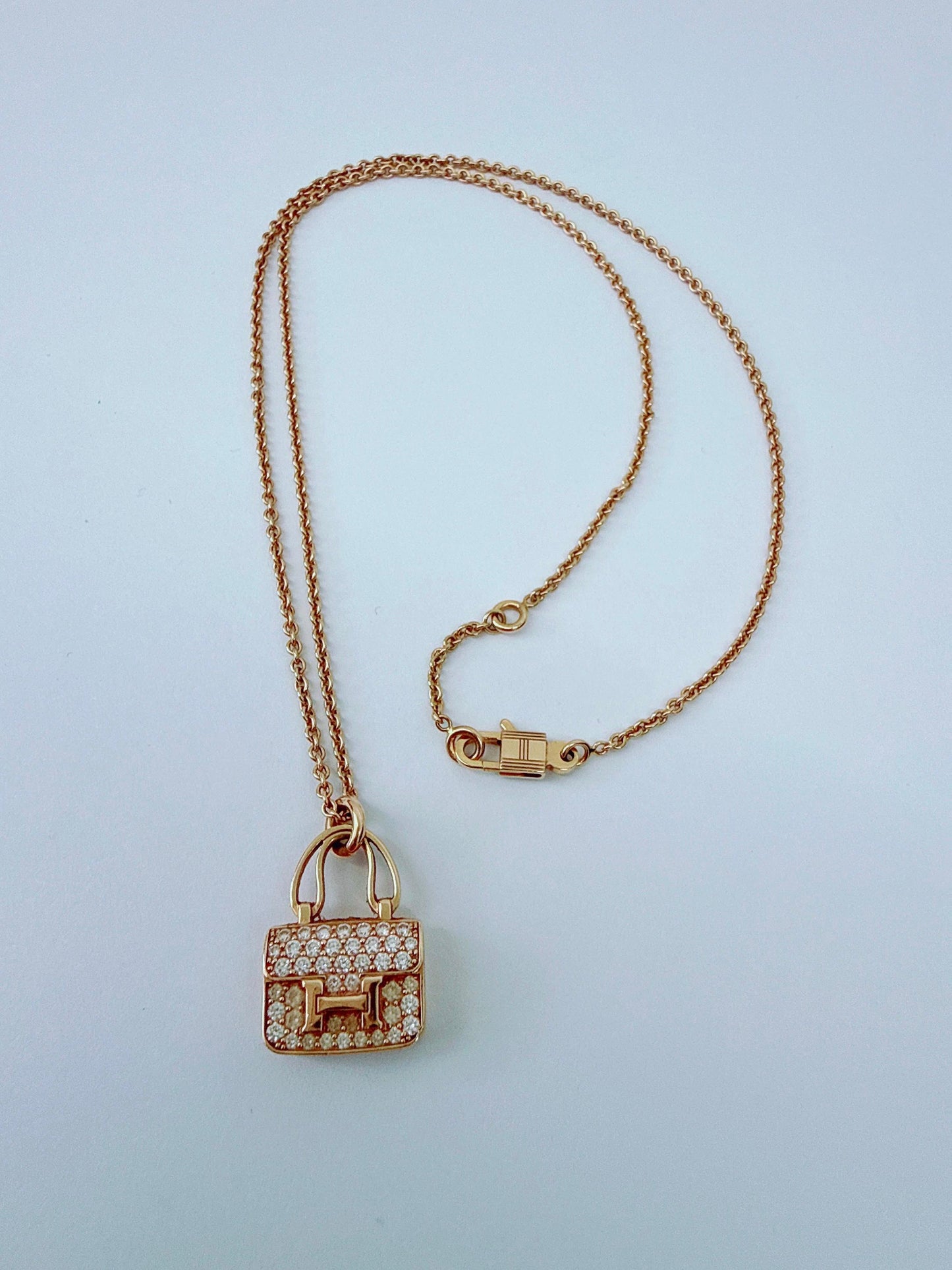 18K ROSE GOLD DIAMOND CONSTANCE PENDANT NECKLACE AND AMULETTES CONSTANCE BRACELET  SET