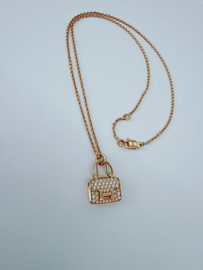 18K ROSE GOLD DIAMOND CONSTANCE PENDANT NECKLACE AND AMULETTES CONSTANCE BRACELET  SET