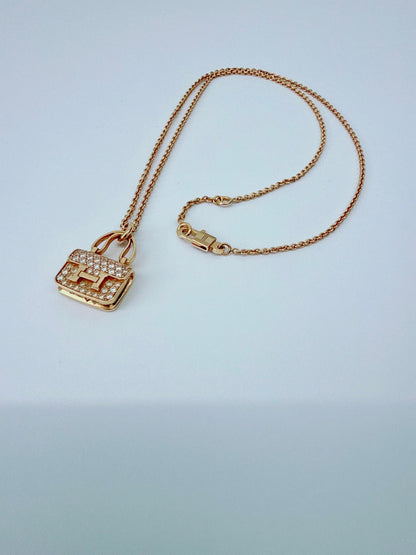 18K ROSE GOLD DIAMOND CONSTANCE PENDANT NECKLACE AND AMULETTES CONSTANCE BRACELET  SET