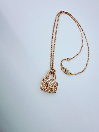 18K ROSE GOLD DIAMOND CONSTANCE PENDANT NECKLACE AND AMULETTES CONSTANCE BRACELET  SET