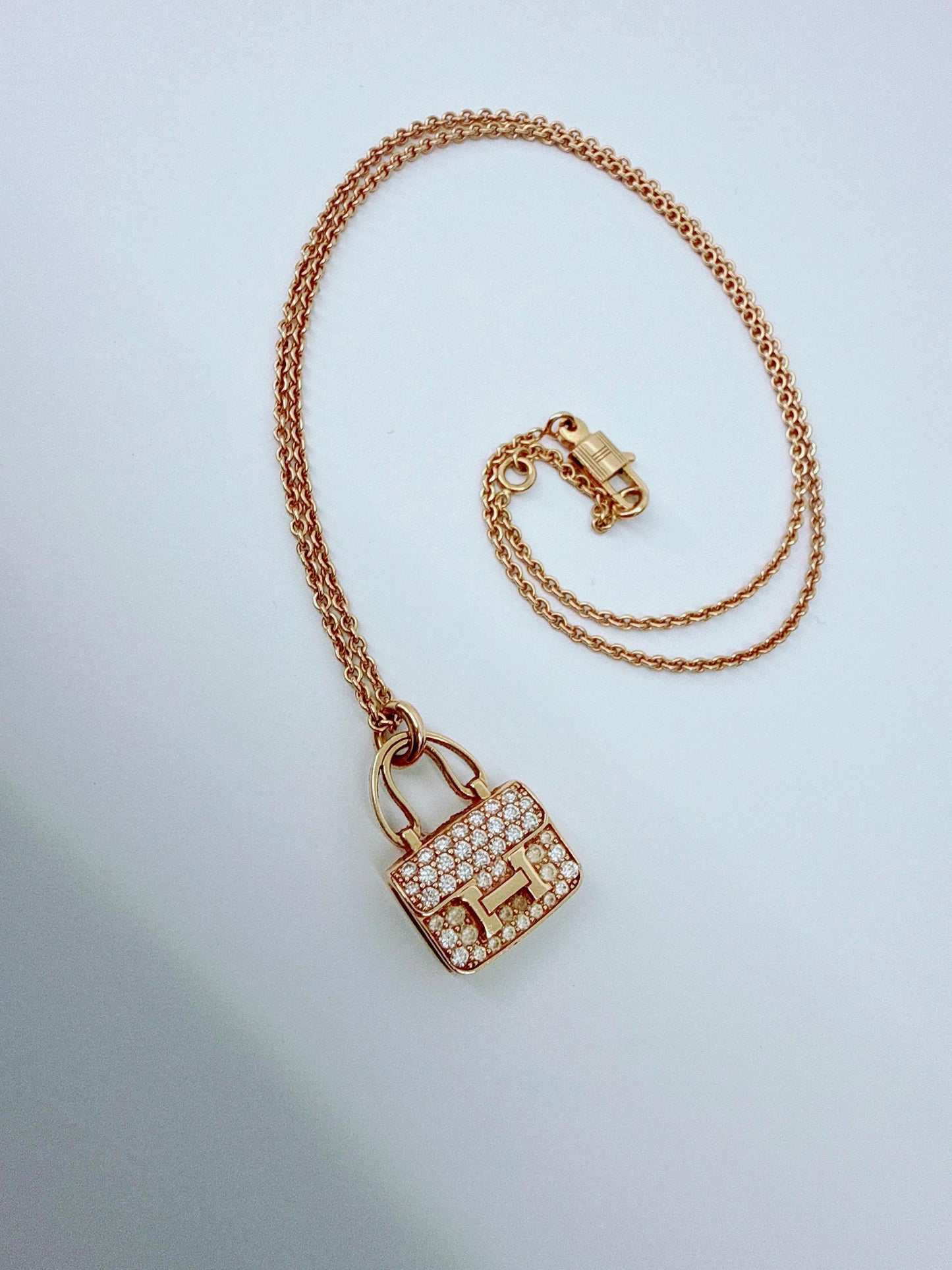 18K ROSE GOLD DIAMOND CONSTANCE PENDANT NECKLACE AND AMULETTES CONSTANCE BRACELET  SET