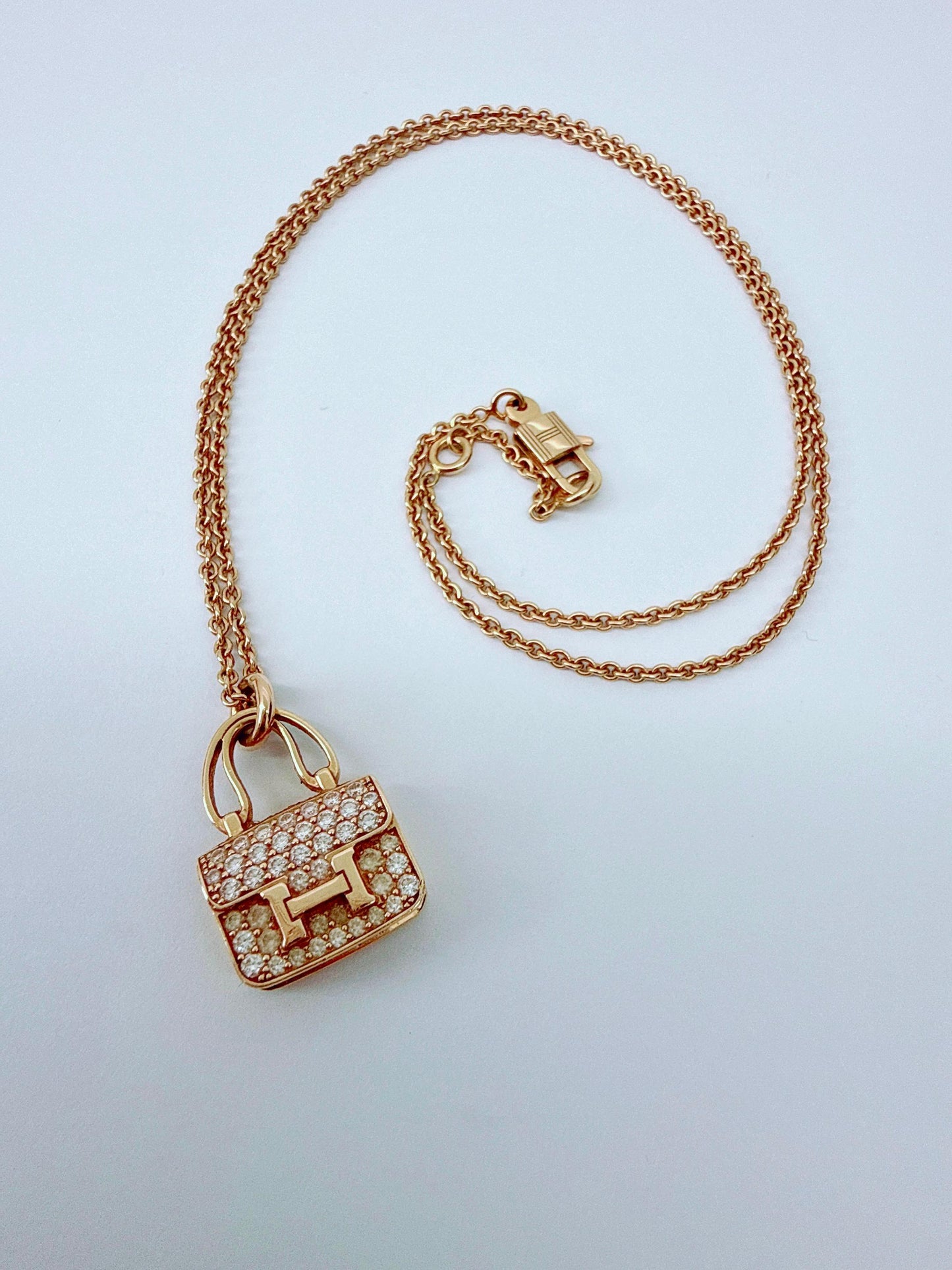 18K ROSE GOLD DIAMOND CONSTANCE PENDANT NECKLACE AND AMULETTES CONSTANCE BRACELET  SET