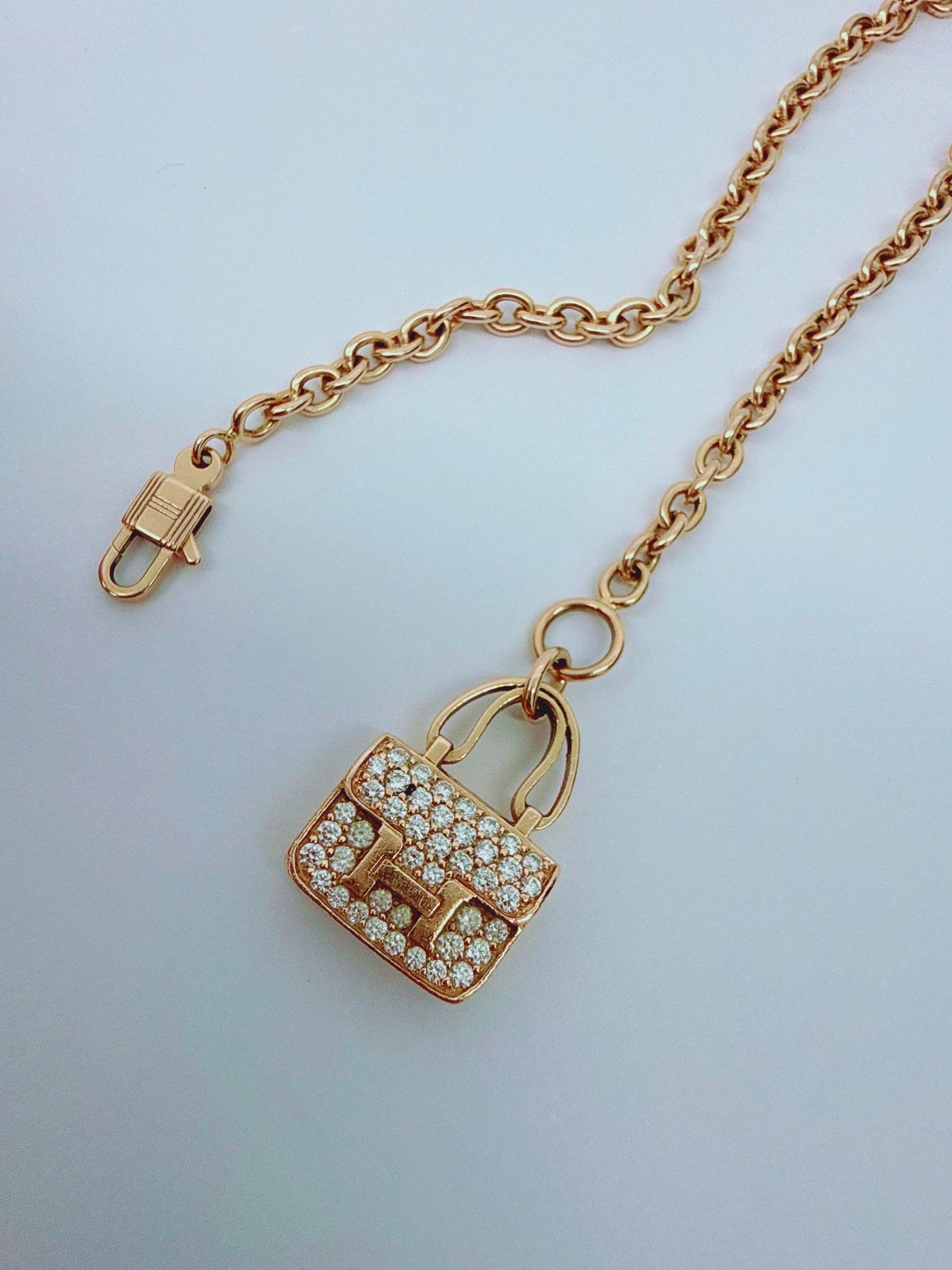 18K ROSE GOLD DIAMOND CONSTANCE PENDANT NECKLACE AND AMULETTES CONSTANCE BRACELET  SET