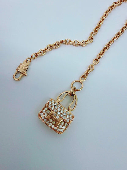 18K ROSE GOLD DIAMOND CONSTANCE PENDANT NECKLACE AND AMULETTES CONSTANCE BRACELET  SET