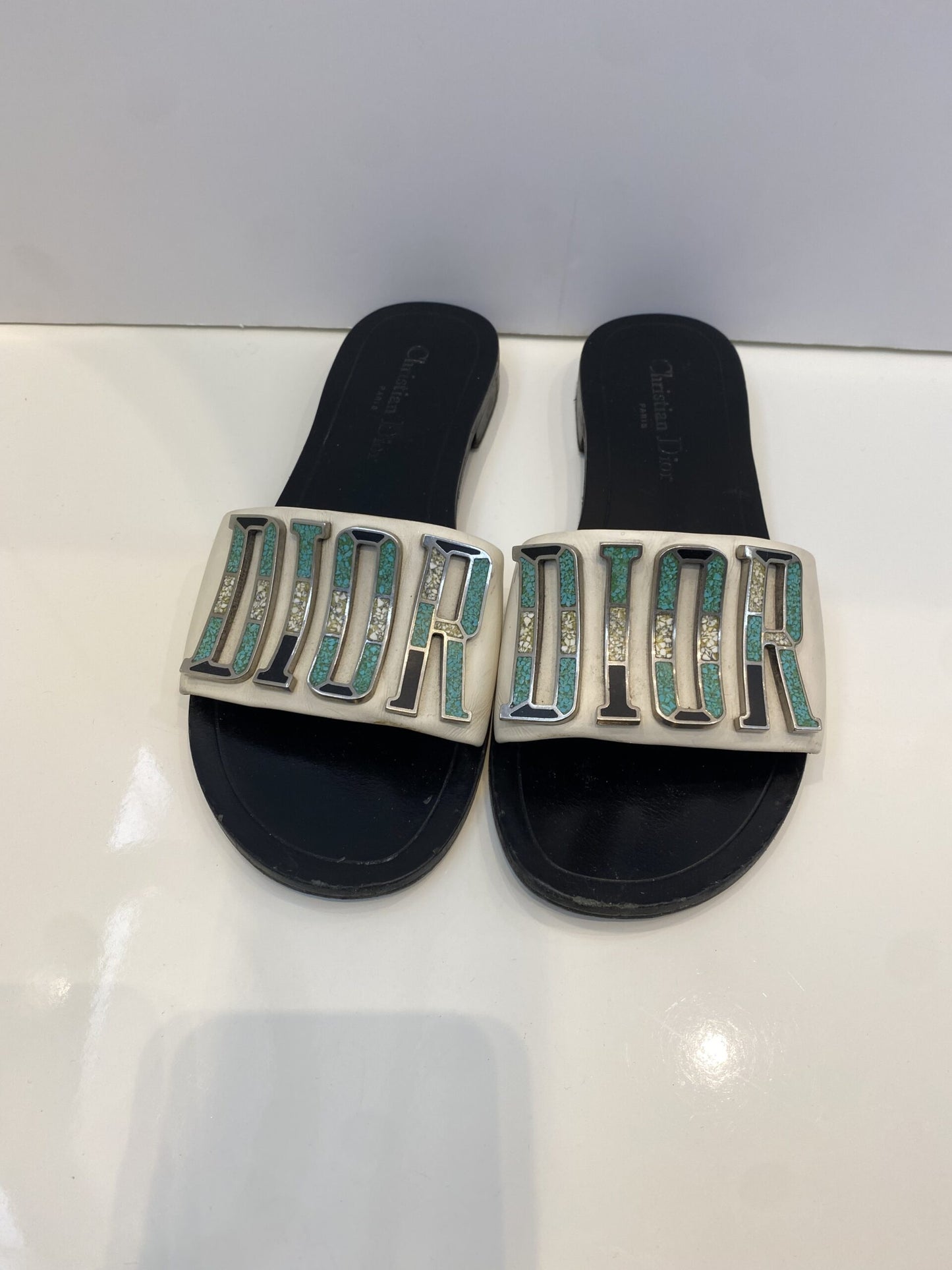 CALFSKIN DIOR EVOLUTION SLIDE SANDALS 38
