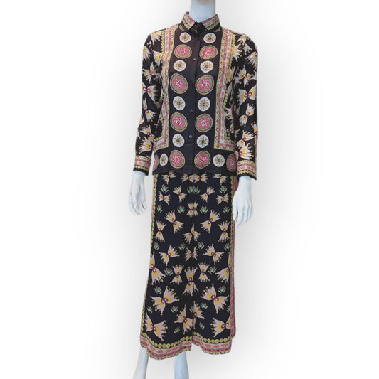 LA DOUBLE J APERICENA TOP AND TROUSERS FLORAL PRINT SET XS