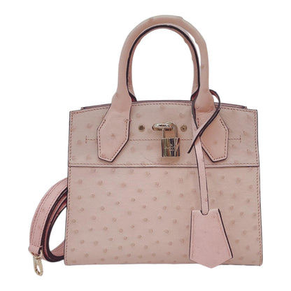 PINK OSTRICH LEATHER CITY STREAMER MINI SHOULDER BAG