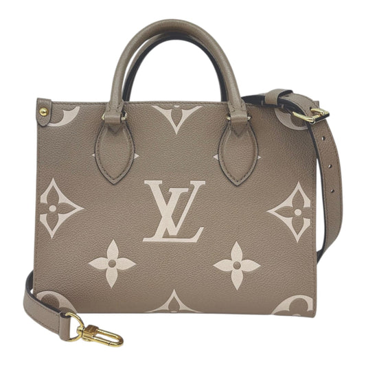 TOURTERELLE / CREAM MONOGRAM EMPREINTE LEATHER ONTHEGO PM HANDBAG