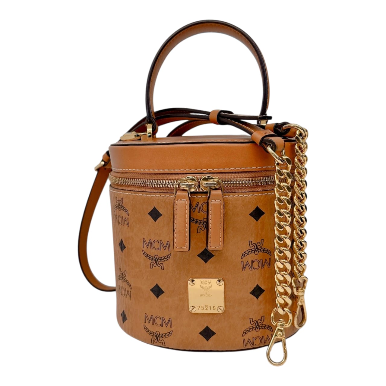 COGNAC VISETOS MONOGRAM SMALL CYLINDER CROSSBODY BAG