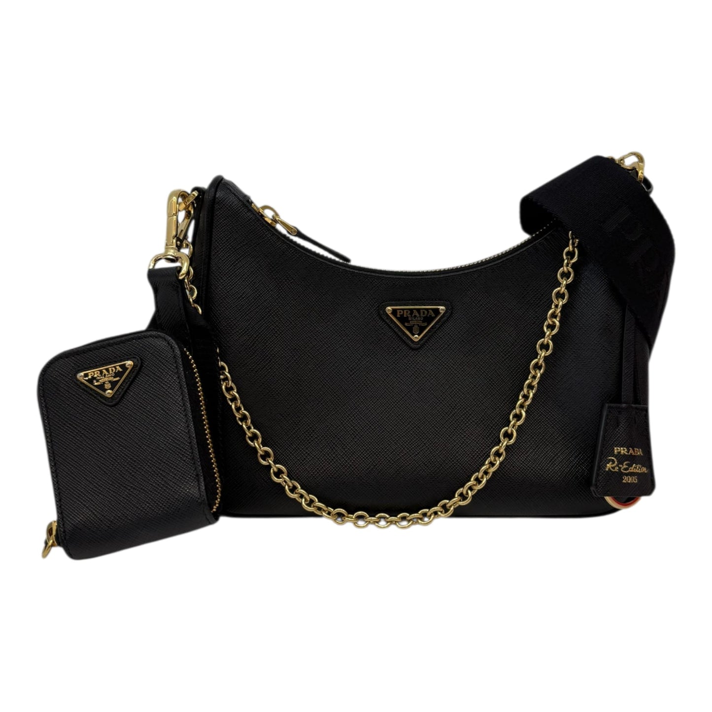 BLACK SAFFIANO LEATHER RE-EDITION 2005 SHOULDER BAG