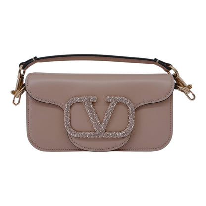 ROSE CANNELLE CALFSKIN LEATHER LOCO SMALL SHOULDER BAG WITH JEWEL LOGO