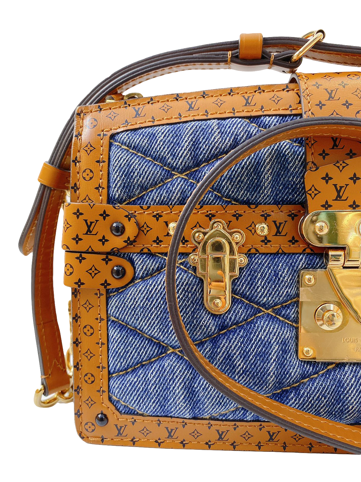 DENIM BLUE MALLETAGE TRUNK CLUTCH BAG