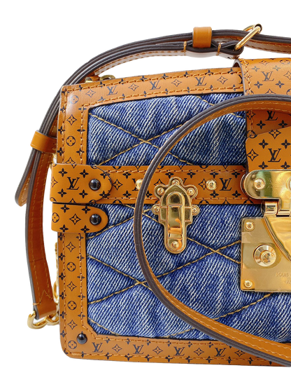 DENIM BLUE MALLETAGE TRUNK CLUTCH BAG