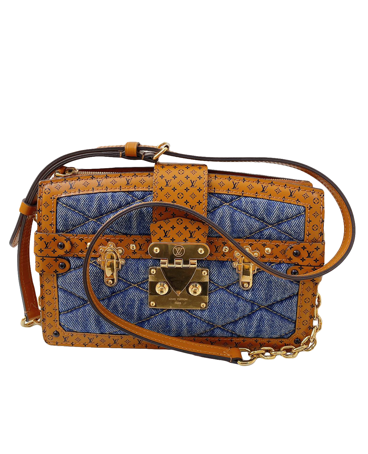 DENIM BLUE MALLETAGE TRUNK CLUTCH BAG