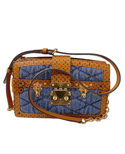 DENIM BLUE MALLETAGE TRUNK CLUTCH BAG