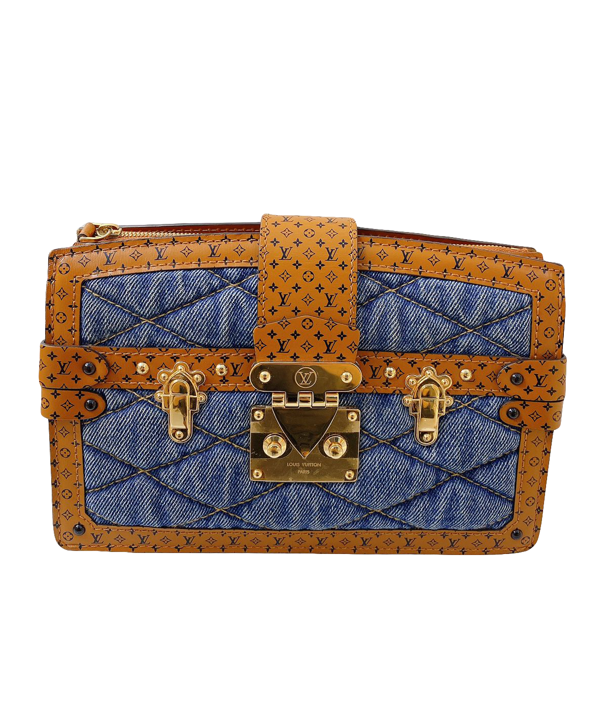 DENIM BLUE MALLETAGE TRUNK CLUTCH BAG