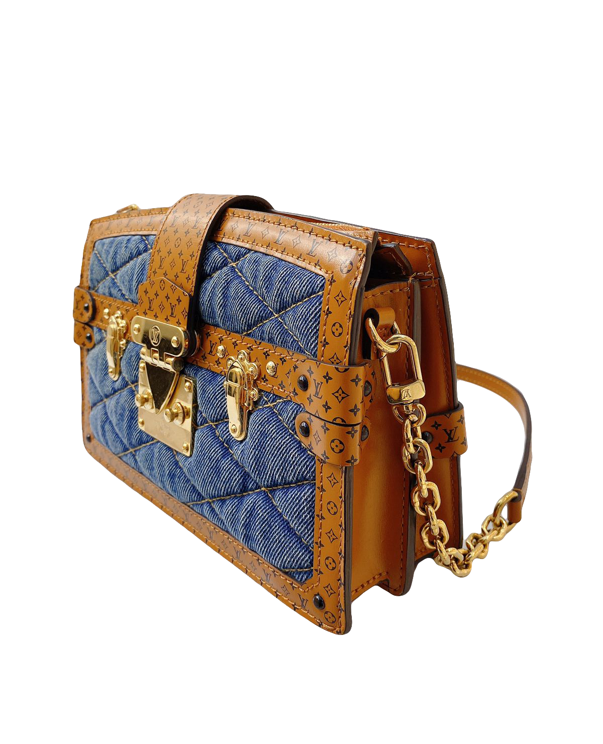 DENIM BLUE MALLETAGE TRUNK CLUTCH BAG