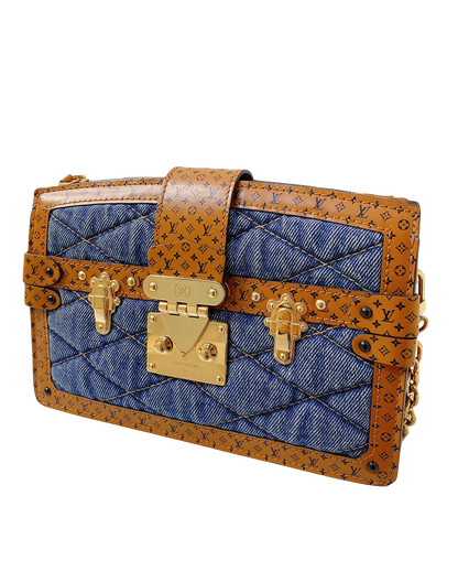 DENIM BLUE MALLETAGE TRUNK CLUTCH BAG