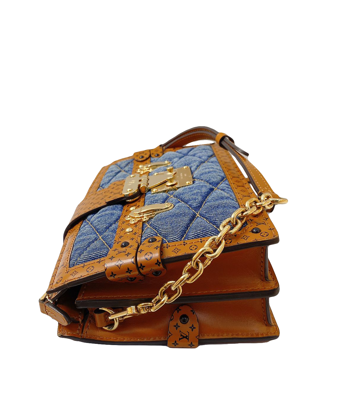 DENIM BLUE MALLETAGE TRUNK CLUTCH BAG