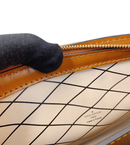 DENIM BLUE MALLETAGE TRUNK CLUTCH BAG