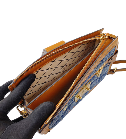 DENIM BLUE MALLETAGE TRUNK CLUTCH BAG