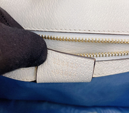 WHITE LEATHER BEE STAR PRINT SMALL SYLVIE SHOULDER BAG