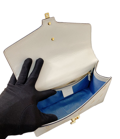 WHITE LEATHER BEE STAR PRINT SMALL SYLVIE SHOULDER BAG