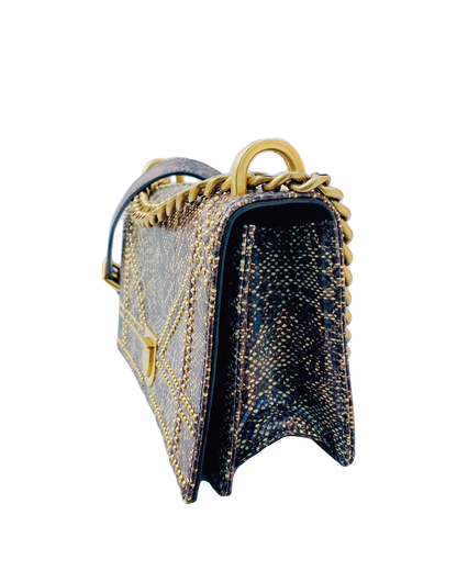 MULTICOLORED EXOTIC SKIN STUDDED DIORAMA SMALL SHOULDER BAG