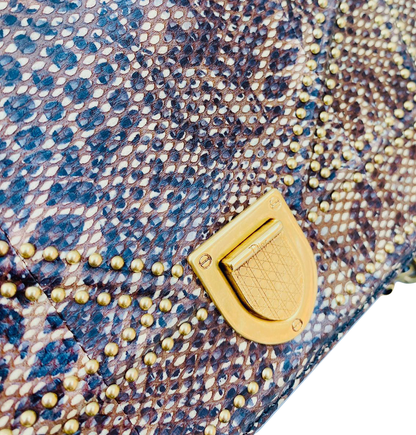 MULTICOLORED EXOTIC SKIN STUDDED DIORAMA SMALL SHOULDER BAG