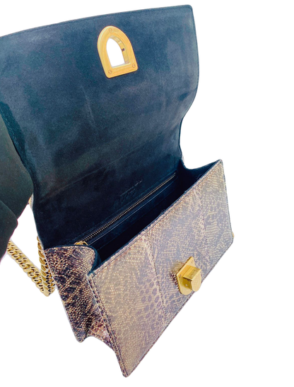 MULTICOLORED EXOTIC SKIN STUDDED DIORAMA SMALL SHOULDER BAG