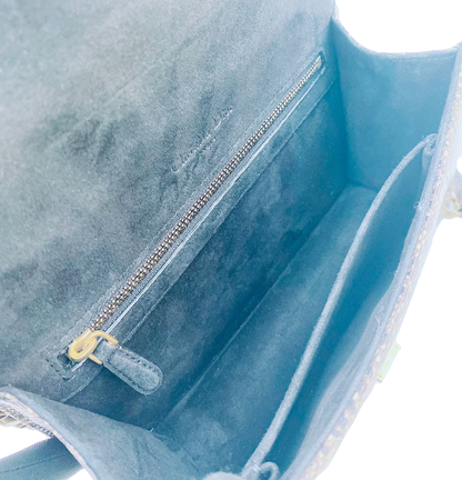 MULTICOLORED EXOTIC SKIN STUDDED DIORAMA SMALL SHOULDER BAG