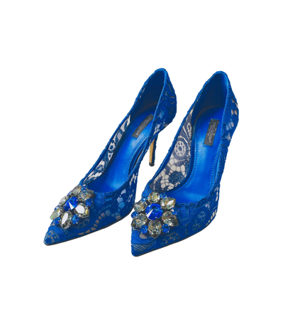 BLUE BELLUCCI TAORMINA LACE PUMPS 38