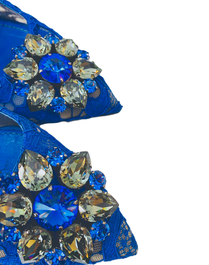 BLUE BELLUCCI TAORMINA LACE PUMPS 38