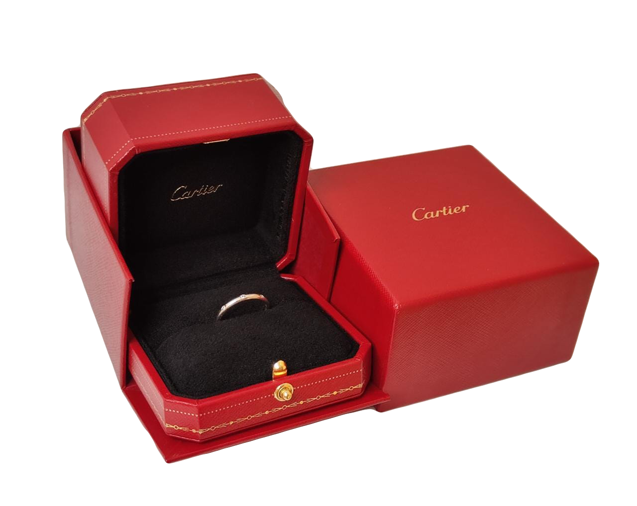 PLATINUM 3 DIAMONDS 1895 WEDDING RING 55