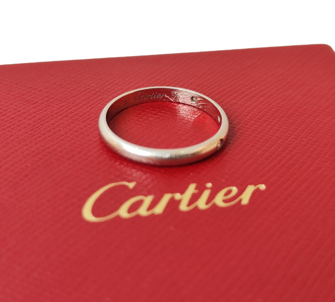 PLATINUM 3 DIAMONDS 1895 WEDDING RING 55