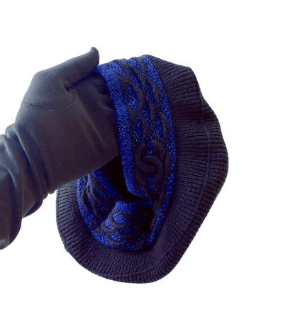 BLACK BLUE CASHMERE WOOL KNIT CC LOGO HAT