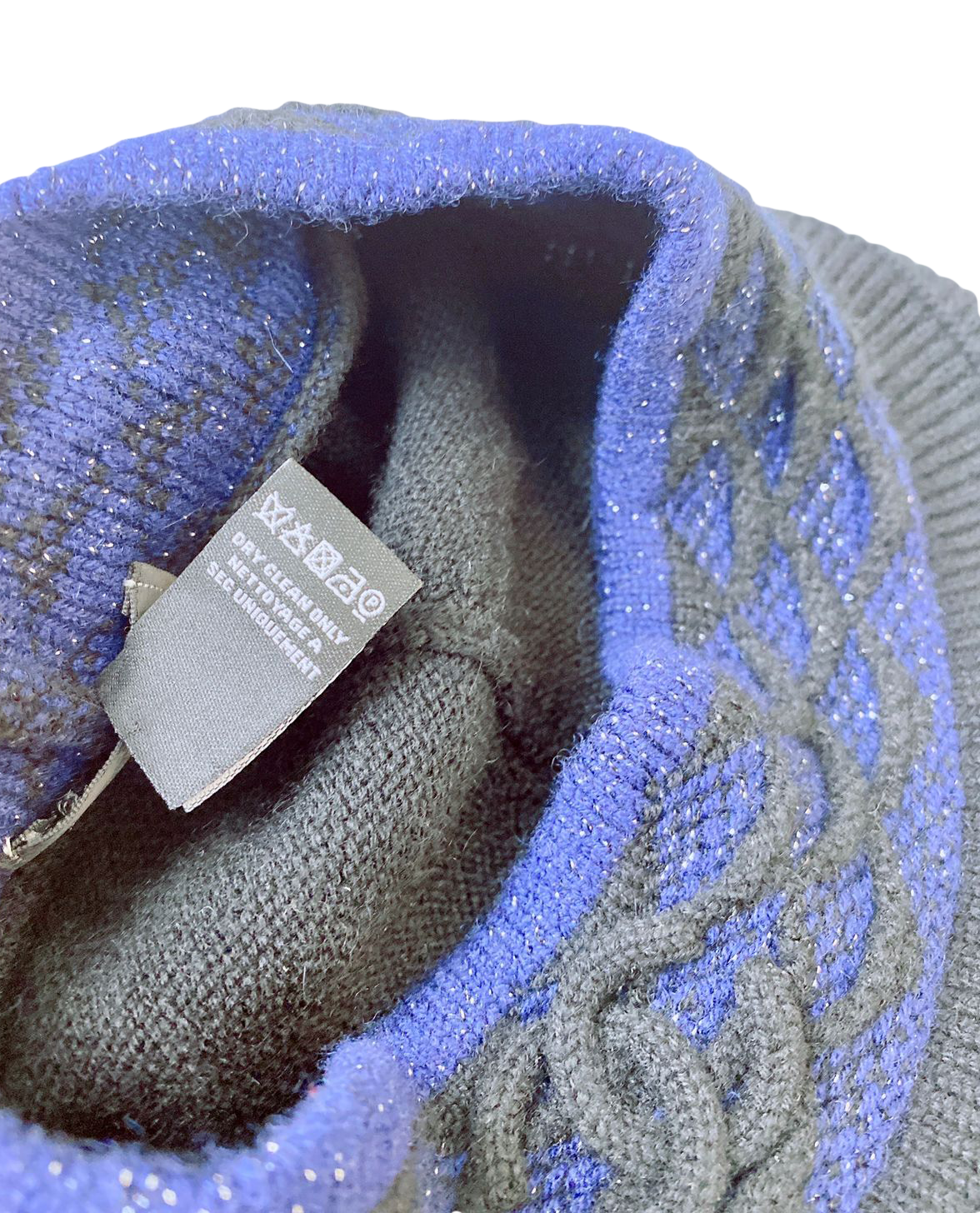 BLACK BLUE CASHMERE WOOL KNIT CC LOGO HAT