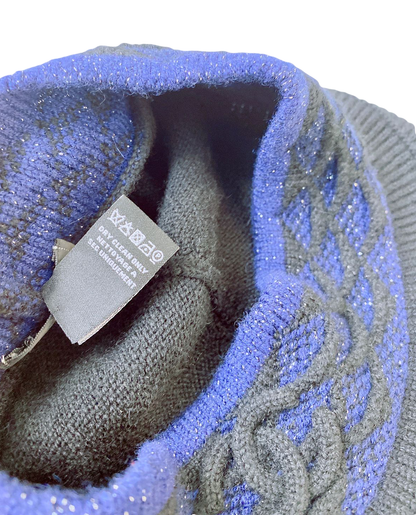 BLACK BLUE CASHMERE WOOL KNIT CC LOGO HAT