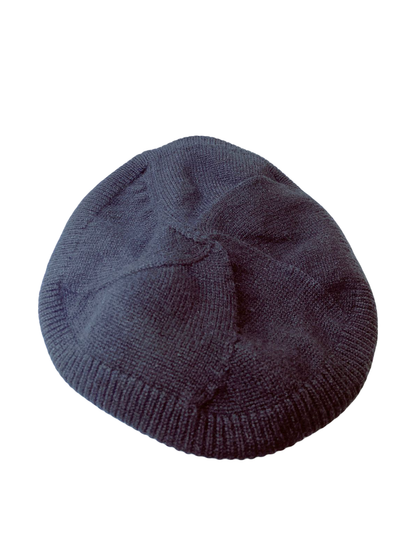 BLACK BLUE CASHMERE WOOL KNIT CC LOGO HAT